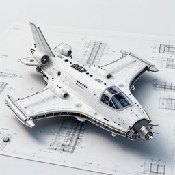 A highly detailed intricate set of blueprint to build a spaceship