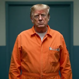 film still of donald trump as george bluth sr. in arrested development tv show, 8 k, prison episode, orange jumpsuit