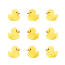 minimalist watercolor art of cute rubber ducks on white background, illustration, vector art