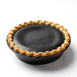 carbon fiber apple pie, photorealistic, isolated on a pure white background, centered, entire object in frame, sharp focus, soft studio lighting