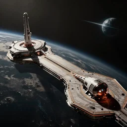 space base landing port concept art in space, by david levy, eve online, elite dangerous, artstation, film noir