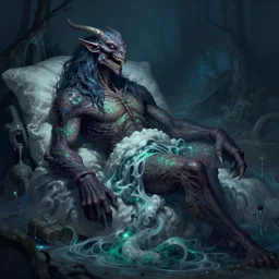 dnd monster concept art, deviant art, the thing from the sleeping depths, 4 k masterpiece digital