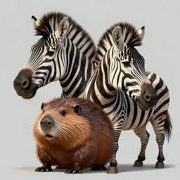 Hybrid of zebra with beavers head, digital painting, artstation, concept art, smooth, sharp focus, illustration, artstation trending, octane render, unreal engine, realistic, 8K, HDR, high quality, high resolution, lossless, photorealistic