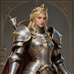 portrait of imogen poots as a warhammer paladin with blender, by sasha tudvaseva, deep focus, intricate, elegant, regal, highly detailed, digital painting, artstation, concept art, matte, sharp focus, illustration, warhammer, fantasy, hearthstone, art by artgerm and greg rutkowski and alphonse mucha
