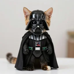 a calico cat as darth vader in star wars