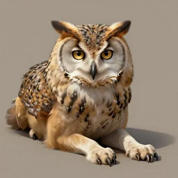( ( ( ( wolf ) ) ) ) with the head of an owl, animal full body, lying down, featured on artstation