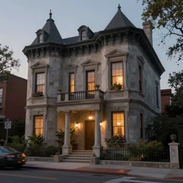 digital matte painting, scenery, Spanish Harlem mansion building at dusk by Tom Bagshaw, trending on artstation