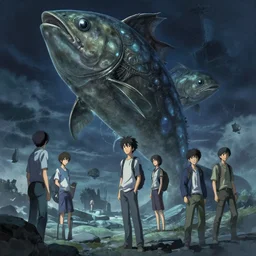 greg manchess concept art of the sky fish dimension, key visual, ambient lighting, highly detailed, digital painting, artstation, concept art, sharp focus, by makoto shinkai and akihiko yoshida and hidari and wlop and greg rutkowski