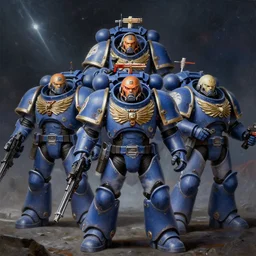 a painting of 4 0 k space marines. extremely detailed. epic. concept art. cinematic lighting. realistic. 4 k. ray tracing hdr. by greg rutkowski, bussiere, krenz cushart.