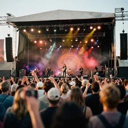 tight shot analog photograph led zeppelin performing in a big stage!!! in the atacama desert by byanka zhuravleva and ary scheffer. kodak portra film!!. whirl bokeh!. mamiya 7. highly detailed. hq. photoreal. golden hour. in - frame