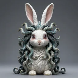 disturbing image of a bunny medusa, studio photo, 8k resolution