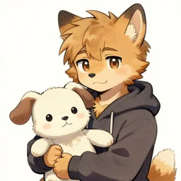 a cartoon of a person holding a stuffed animal, a detailed drawing by ai - mitsu, featured on deviantart, furry art