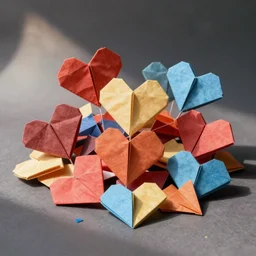 a pile of colorful broken heart origami