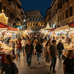 crowded streets carnival rome at night in 1 7 8 9 matte painting by raphael concept art octane render trending on artstation artstationhd artsta - h 7 6 8