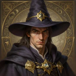 a portrait of alexis ohanian as a wizard, wizard hat, handsome, deep focus, d & d, fantasy, intricate, elegant, highly detailed, digital painting, artstation, concept art, matte, sharp, illustration, hearthstone, art by artgerm and greg rutkowski and alphonse mucha