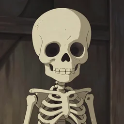 skeleton boy looking at the camera :: cel shading, toon shading, dreamworks, dreamworks animation style, muted colors, dull colors