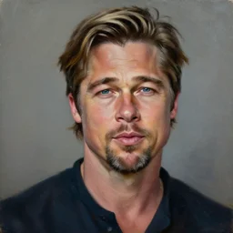portrait of brad pitt, by tony sandoval. oil painting.
