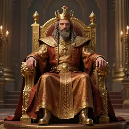 king sitting in his throne room, ultra realistic, digital art