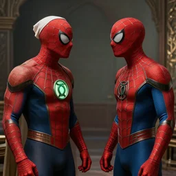 peter parker converts to islam while talking to green lantern about the state of america, masterpiece, highly detailed, high quality, 4 k, anatomically correct, hyperrealistic, concept art, octane render, unreal engine 5, trending on artstation, trending on deviantart, matte, historical painting, fantasy style, path traced, high coherence, soft lighting, digital painting, mythical