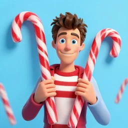 Waldo character from Where's Waldo, hidding by candy canes, max accurate, advanced digital art, intricate details, octane render, HD, 8k
