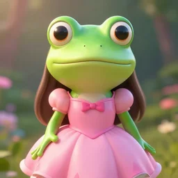 a sexy cute female frog dressed in a pink dress, princess, cute, digital art, octane render, cinematic lightning, 8 k