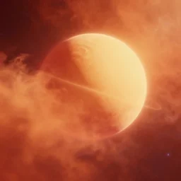 vibrant warm minimalist smooth cinematic render of atmospheric deep space, homeworld skies, volumetric lighting, john harris, john berkey
