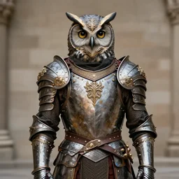 photo man wearing ornate owl armour