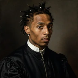 Renaissance portrait painting of a punk Lil Uzi Vert, realistic