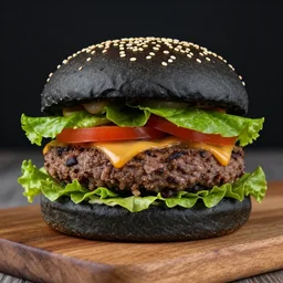 a photo of a black hamburger