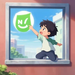 A anime character throws the Unity 3D logo out of the window xD