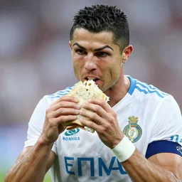 cristiano ronaldo eating a sandwich ice cream