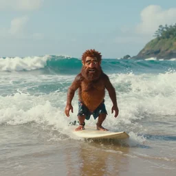 a cinematic still from weeoolapingo of yurno mcgignon, ((octane render, nvidia raytracing demo)), masterpiece, ((waves, beach, surfer))