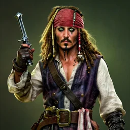 jack sparrow in the game of cyberpunk 2 0 7 7, portrait, focus, 3 d illustration, sharp, intricate, poster