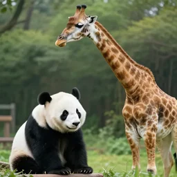 a mix of panda and giraffe, natural geographic image, stock footage, realistic, professional, nature, giraffe, panda