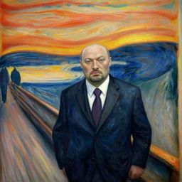 Lukashenka in the style of the painting The Scream by Edvard Munch)