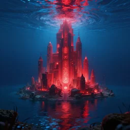 underwater metropolis, volumetric lighting, red and blue, unreal engine, octane render, dramatic lighting, lake, ultra clear detailed. digital art, by stanley artgerm lau, greg rutkowski, thomas kindkade, alphonse mucha, loish, norman rockwell