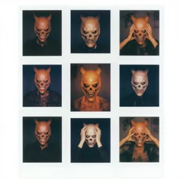 surrealist collage art of polaroid photographs of hell