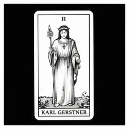 geometric the high priestess tarot card by karl gerstner, minimal, black and white monochrome, bordered, centered, in frame, 8 k scan