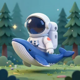 astronaut suit in the shape of a whale, cartoonish cute, pine trees, magical atmosphere, trending on artstation, 3 0 mm, by noah bradley trending on artstation, deviantart, high detail, stylized portrait