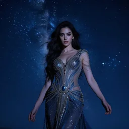magnificent stunning image of the goddess, the embodiment of the night starry sky