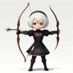 an adorable elf archer from nier automata by krenz cushart, artgerm, alphonse mucha, akihiko yoshida