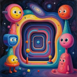 an extremely high quality hd surrealism painting of a 3d abstract galactic neon complimentary colored cartoon surrealism melting optical illusion looping hallway by a much more skilled version of kandinskypicasso and salvia dali the fourth, salvador dali's much much much much more talented painter cousin, 8k, clear shapes, defined edges, ultra realistic, super realistic,