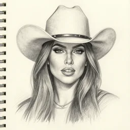milt kahl pencil sketch of victoria justice with a cowboy hat