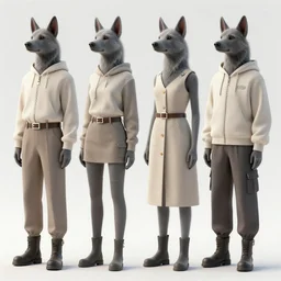 hyper realistic concept art of a series of costumes inspired by canis style, tunning, cybertribal, sunglasses, hyper real octane render, 4k, photoreal