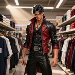 Vergil from Devil May Cry shopping at Old Navy for clothes, HD, 1080p shot on iPhone,