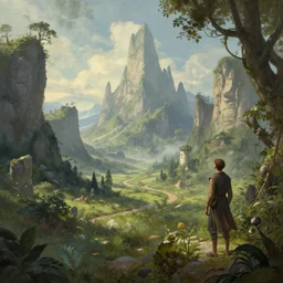 a fantasy lanscape  by joe fenton and diego fazo