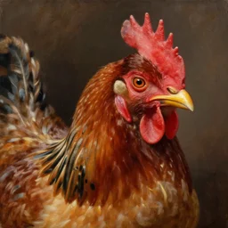 portrait of a chicken, oil painting by goya