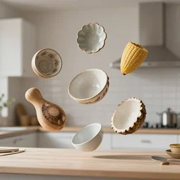 objects levitating in the kitchen