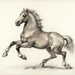 a galloping wild horse, side view, gestural-pencil-study by da-vinci and albrecht-durer