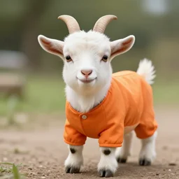 cute goat wearing orange inmate clothes